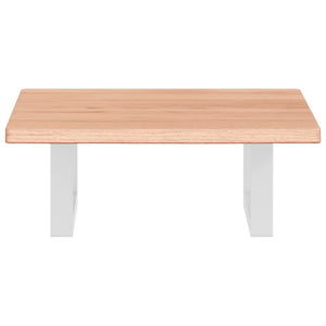 Ripiano a Parete per Lavabo in Acciaio e Massello di Rovere 3302556