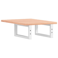 Ripiano a Parete per Lavabo in Acciaio e Massello di Rovere 3302556