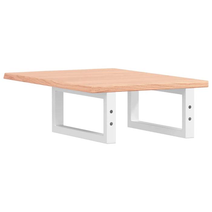 Ripiano a Parete per Lavabo in Acciaio e Massello di Rovere 3302556