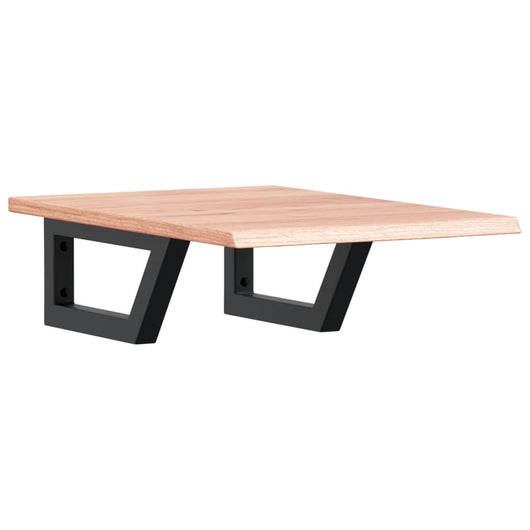 Ripiano a Parete per Lavabo in Acciaio e Massello di Rovere 3302559