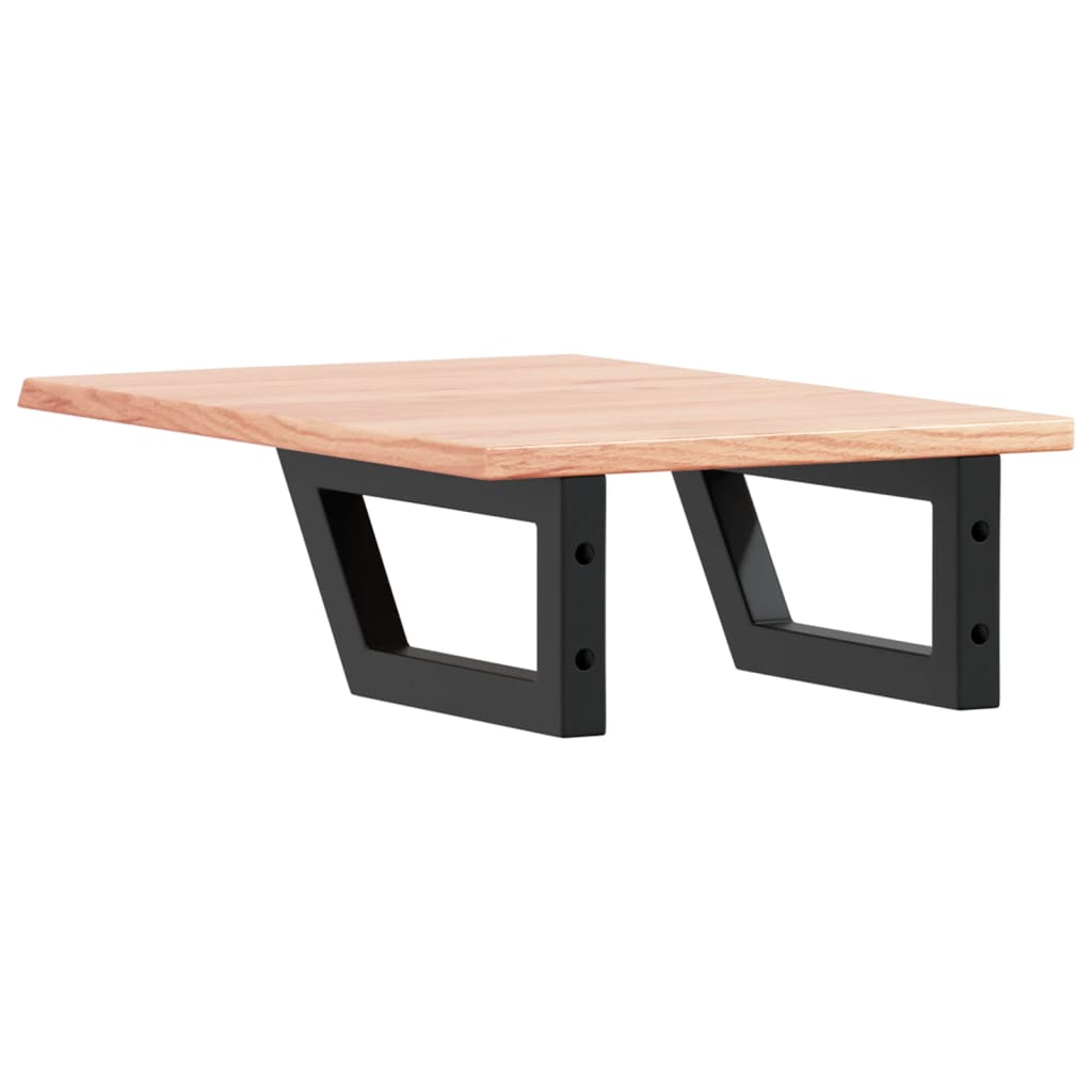 Ripiano a Parete per Lavabo in Acciaio e Massello di Rovere 3302559