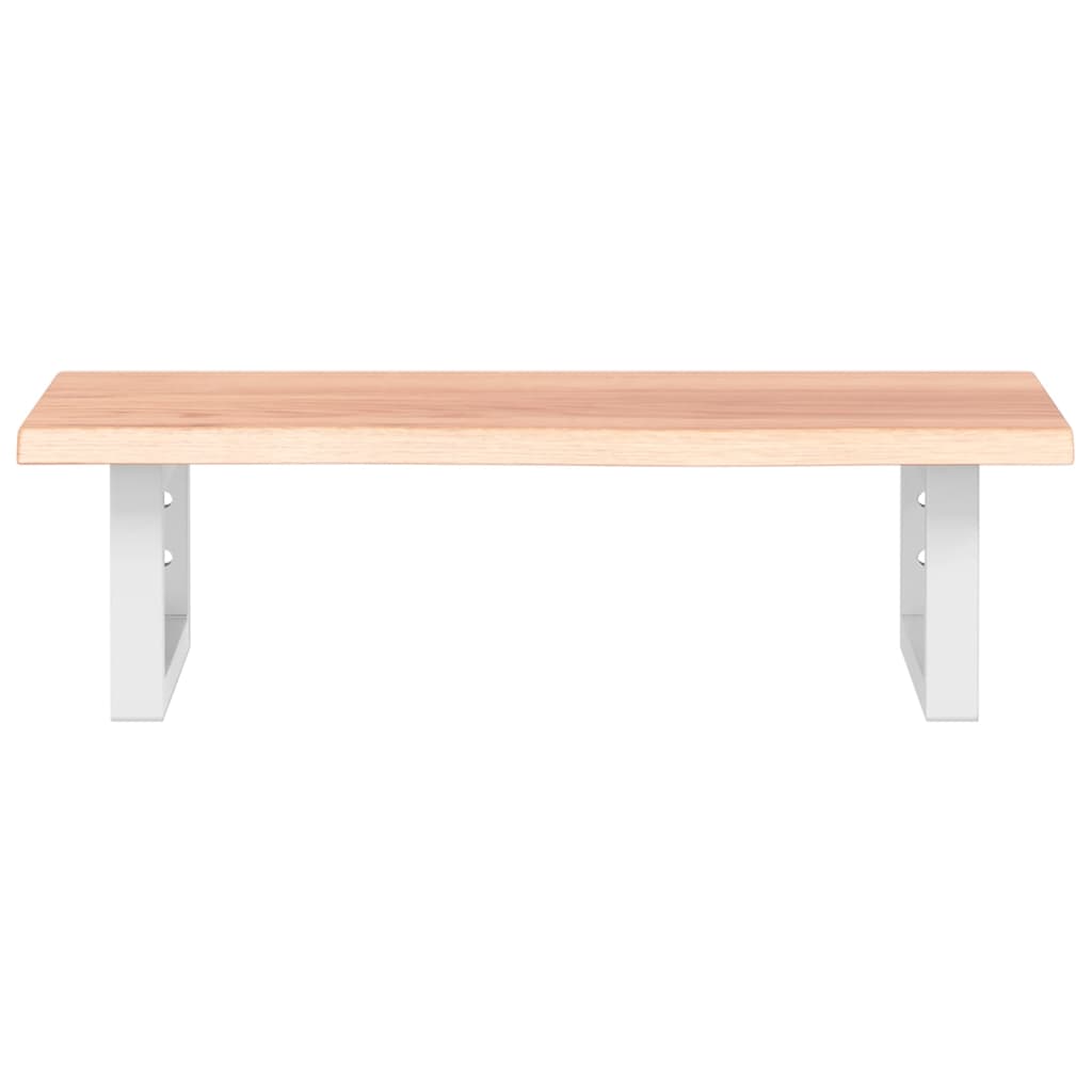 Ripiano a Parete per Lavabo in Acciaio e Massello di Rovere 3302560