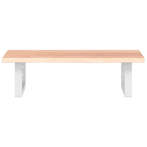 Ripiano a Parete per Lavabo in Acciaio e Massello di Rovere 3302560