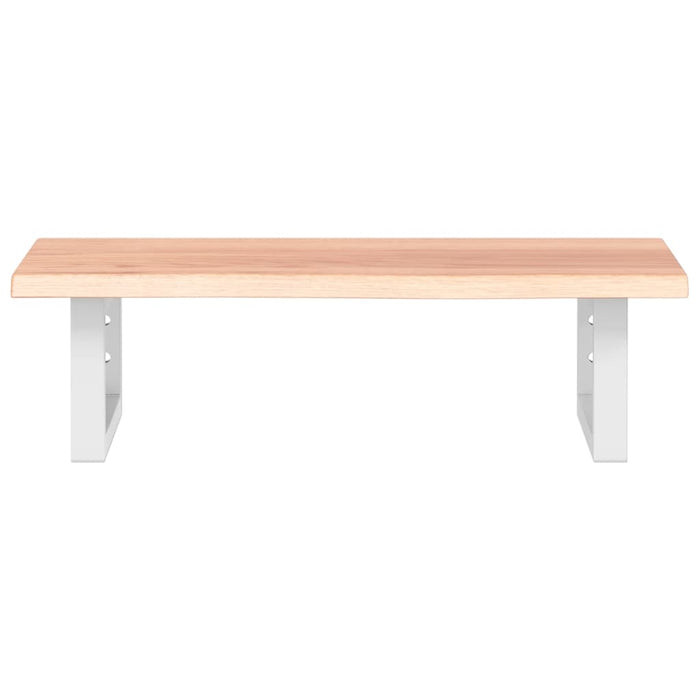 Ripiano a Parete per Lavabo in Acciaio e Massello di Rovere 3302560