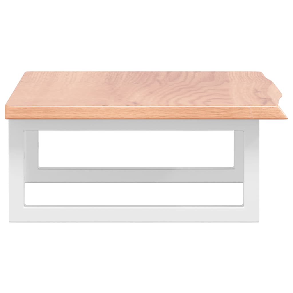 Ripiano a Parete per Lavabo in Acciaio e Massello di Rovere 3302560