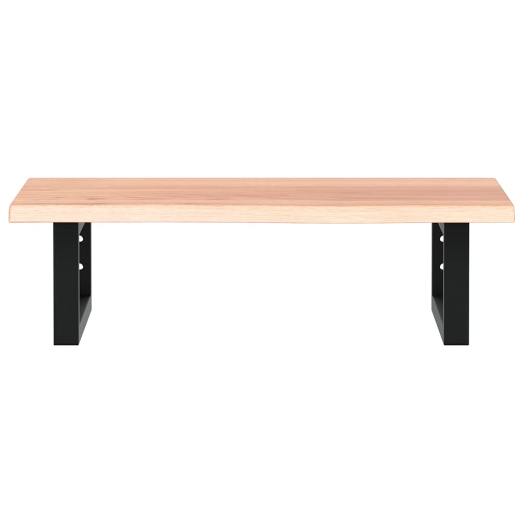 Ripiano a Parete per Lavabo in Acciaio e Massello di Rovere 3302561