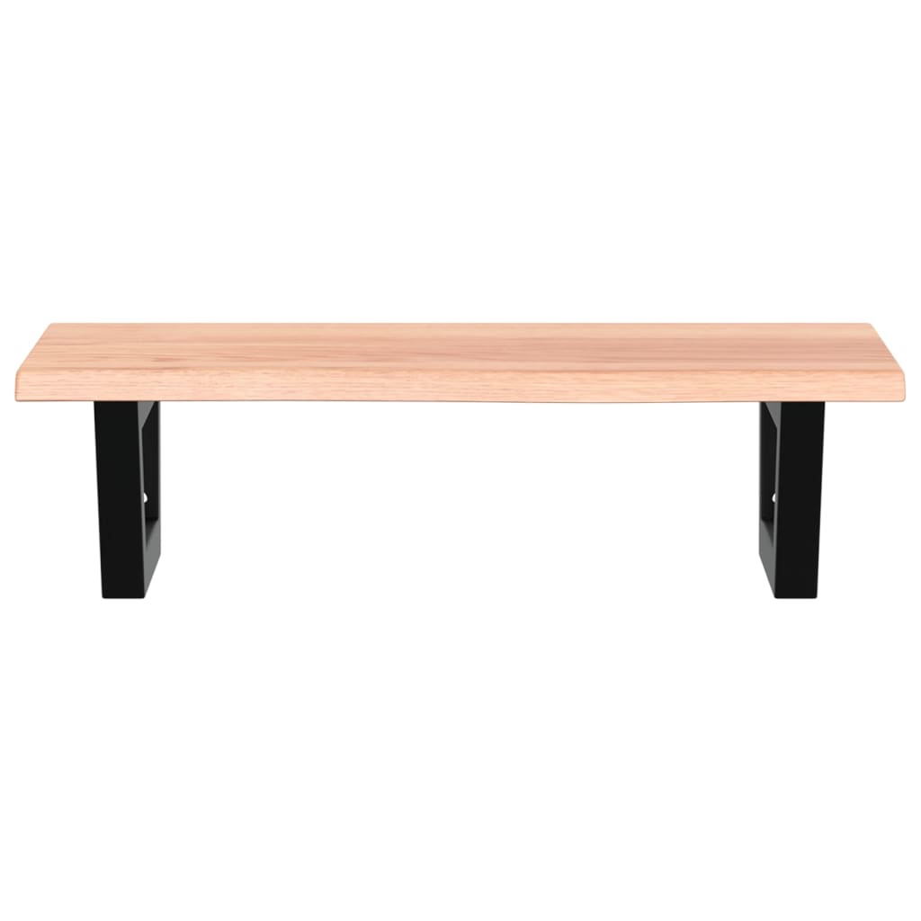 Ripiano a Parete per Lavabo in Acciaio e Massello di Rovere 3302563