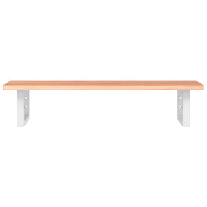 Ripiano a Parete per Lavabo in Acciaio e Massello di Rovere 3302564