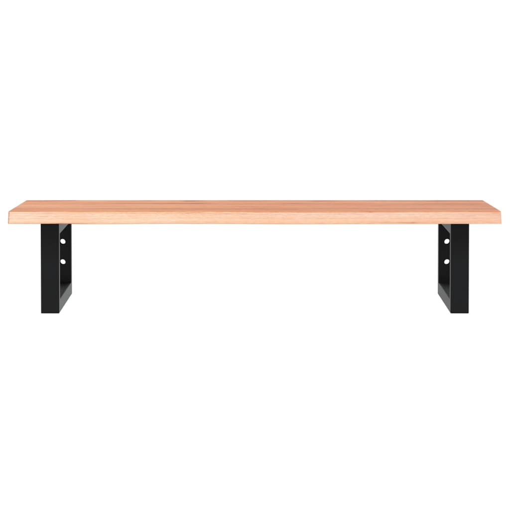 Ripiano a Parete per Lavabo in Acciaio e Massello di Rovere 3302565