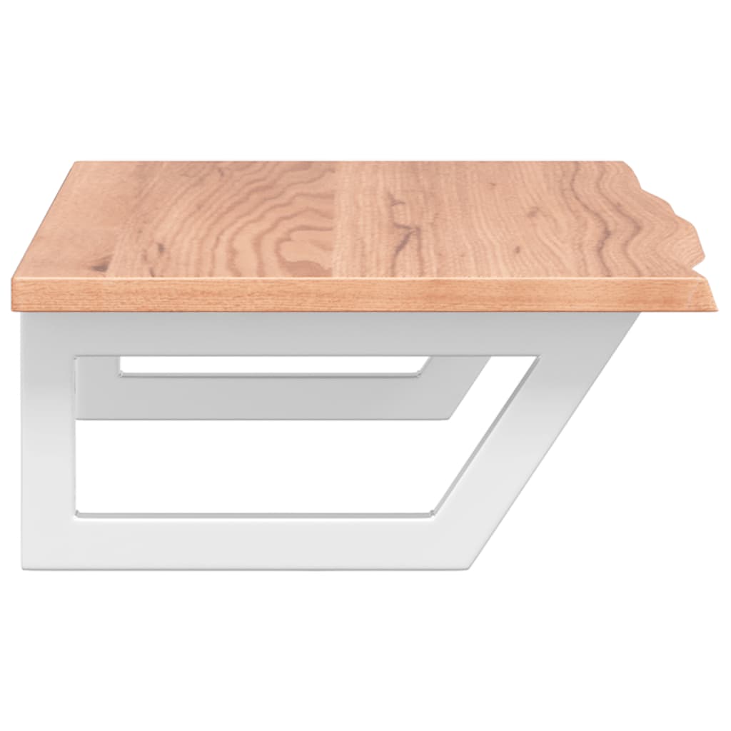 Ripiano a Parete per Lavabo in Acciaio e Massello di Rovere 3302570