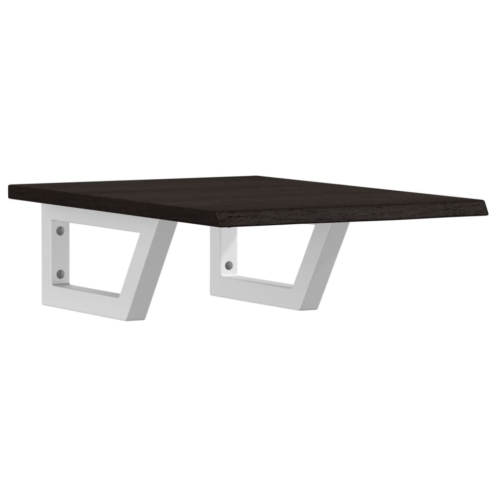 Ripiano a Parete per Lavabo in Acciaio e Massello di Rovere 3302578