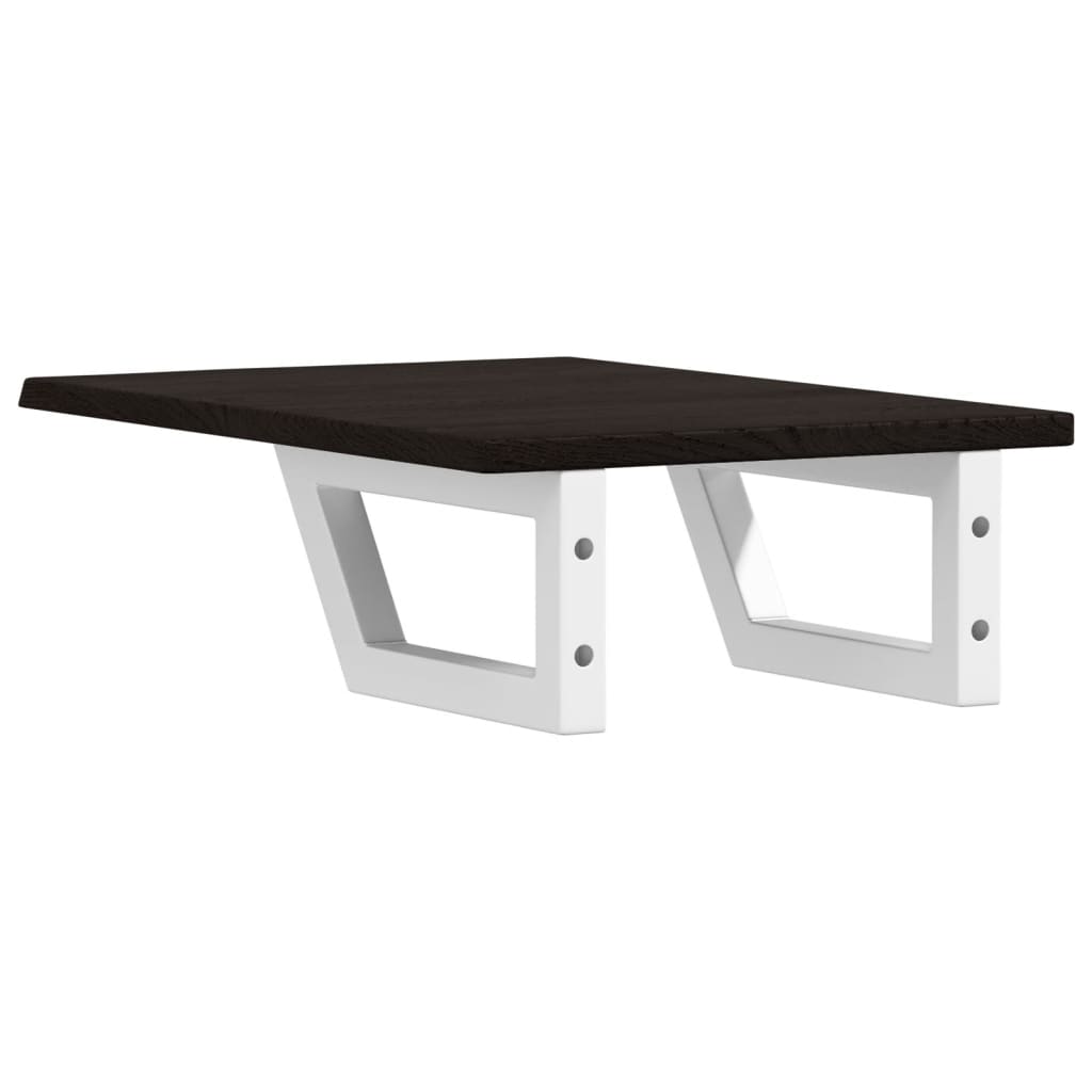 Ripiano a Parete per Lavabo in Acciaio e Massello di Rovere 3302578