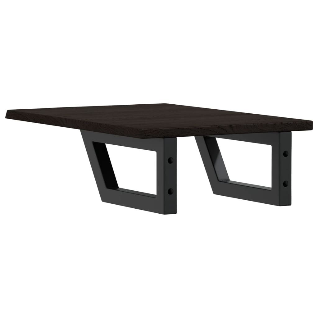 Ripiano a Parete per Lavabo in Acciaio e Massello di Rovere 3302579