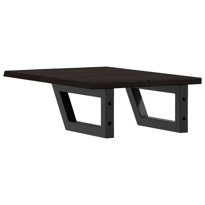 Ripiano a Parete per Lavabo in Acciaio e Massello di Rovere 3302579