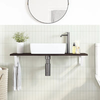 Ripiano a Parete per Lavabo in Acciaio e Massello di Rovere 3302590