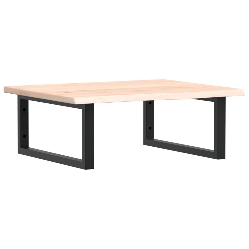 Ripiano a Parete per Lavabo in Acciaio e Massello di Rovere 3302593