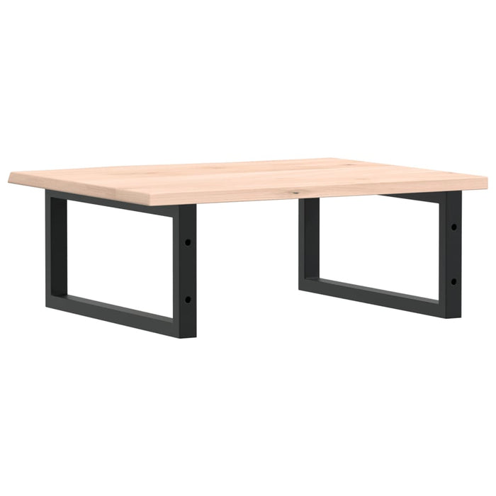 Ripiano a Parete per Lavabo in Acciaio e Massello di Rovere 3302593