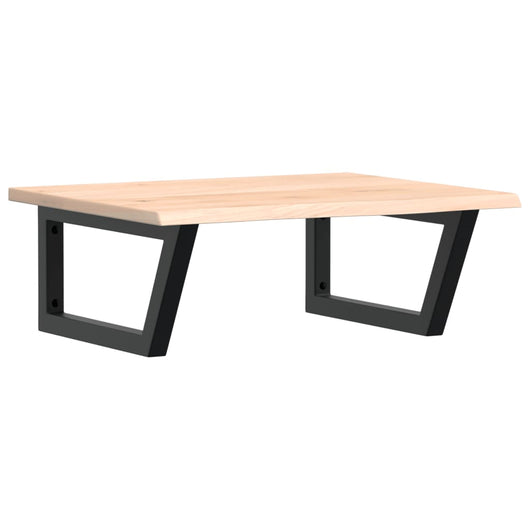 Ripiano a Parete per Lavabo in Acciaio e Massello di Rovere 3302595