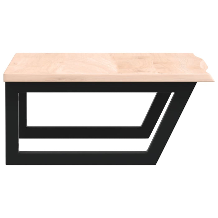 Ripiano a Parete per Lavabo in Acciaio e Massello di Rovere