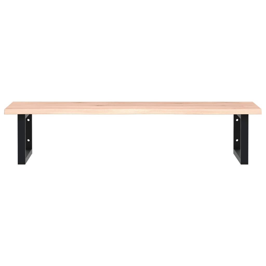 Ripiano a Parete per Lavabo in Acciaio e Massello di Rovere 3302601