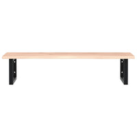 Ripiano a Parete per Lavabo in Acciaio e Massello di Rovere 3302601