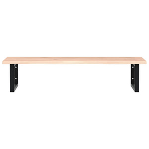 Ripiano a Parete per Lavabo in Acciaio e Massello di Rovere 3302601