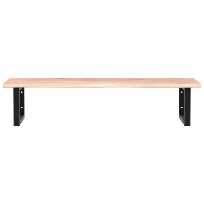 Ripiano a Parete per Lavabo in Acciaio e Massello di Rovere 3302601