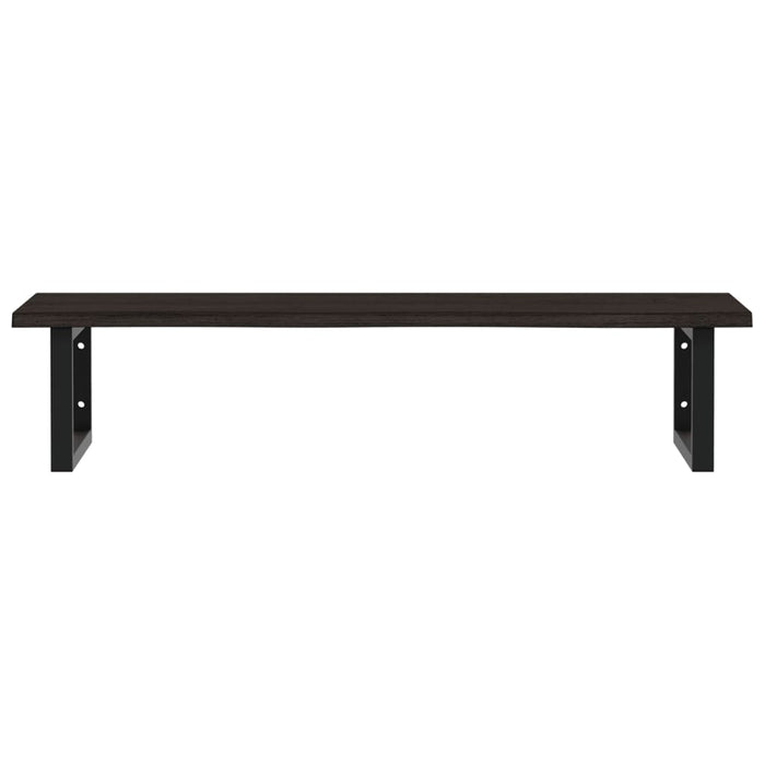 Ripiano a Parete per Lavabo in Acciaio e Massello di Rovere