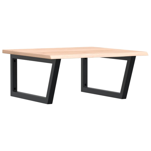 Ripiano a Parete per Lavabo in Acciaio e Massello di Rovere