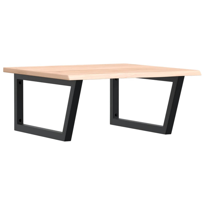 Ripiano a Parete per Lavabo in Acciaio e Massello di Rovere