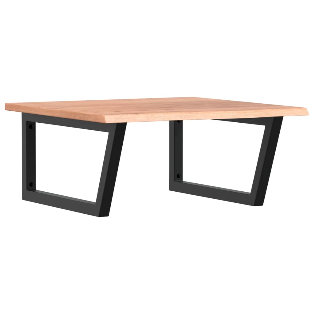 Ripiano a Parete per Lavabo in Acciaio e Massello di Rovere 3302643