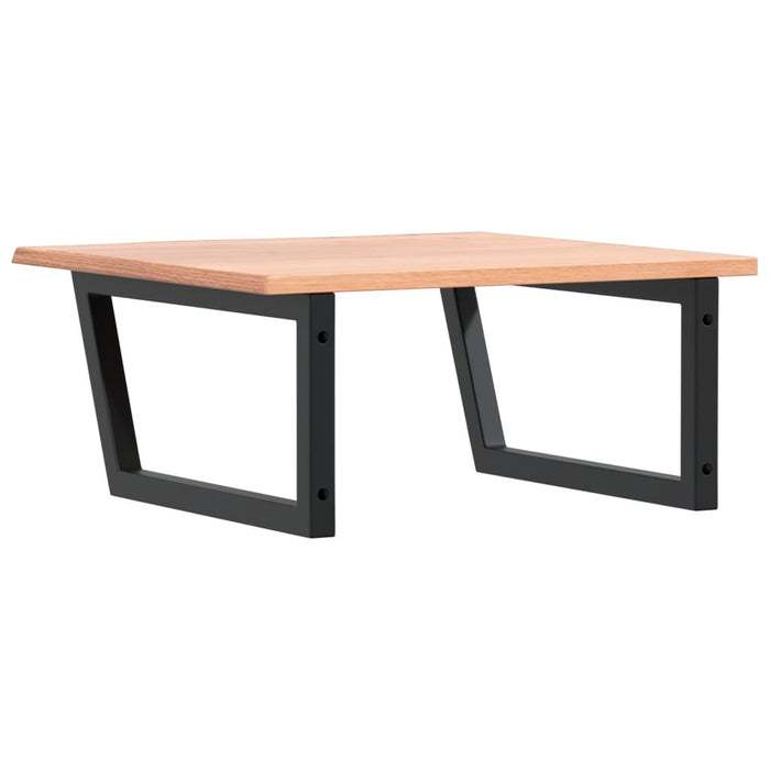 Ripiano a Parete per Lavabo in Acciaio e Massello di Rovere 3302643