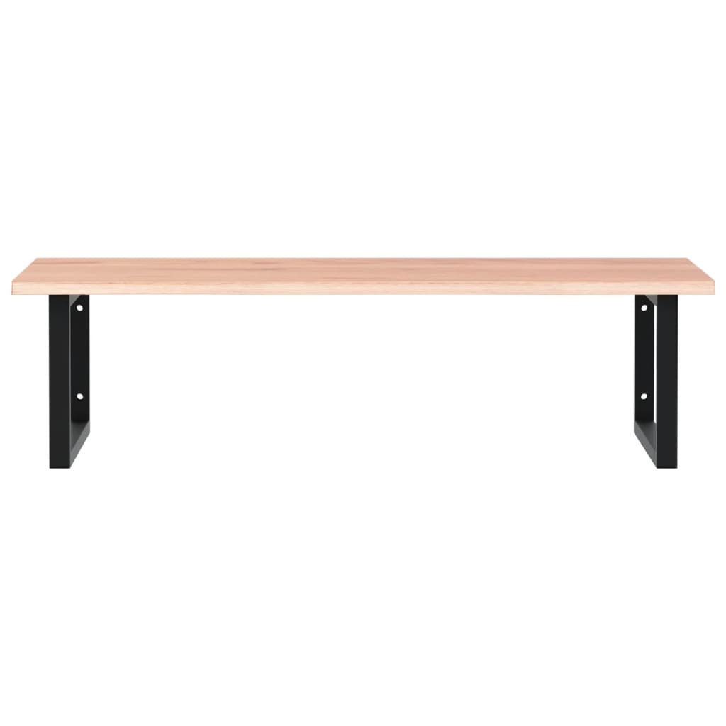 Ripiano a Parete per Lavabo in Acciaio e Massello di Rovere 3302649