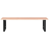 Ripiano a Parete per Lavabo in Acciaio e Massello di Rovere 3302649