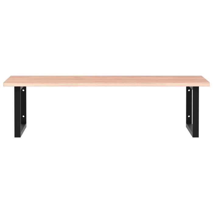 Ripiano a Parete per Lavabo in Acciaio e Massello di Rovere 3302649