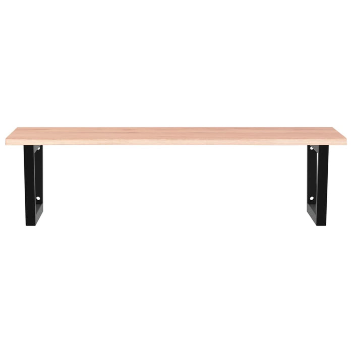 Ripiano a Parete per Lavabo in Acciaio e Massello di Rovere