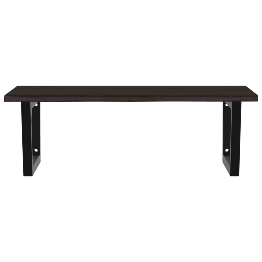 Ripiano a Parete per Lavabo in Acciaio e Massello di Rovere