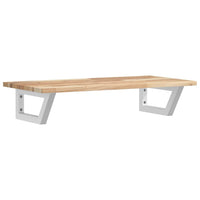 Ripiano a Parete per Lavabo in Acciaio e Massello di Acacia 3302666