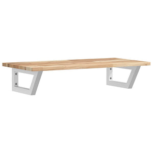 Ripiano a Parete per Lavabo in Acciaio e Massello di Acacia 3302666