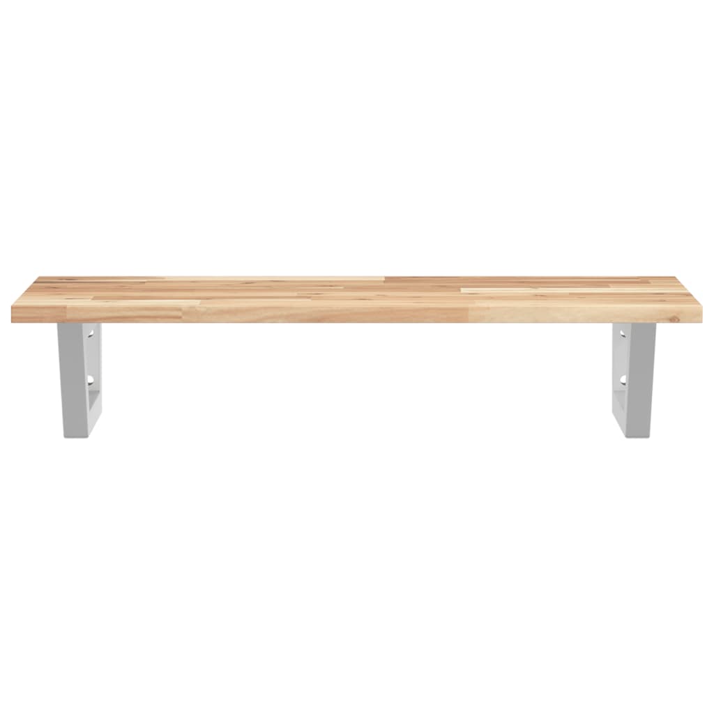 Ripiano a Parete per Lavabo in Acciaio e Massello di Acacia 3302666