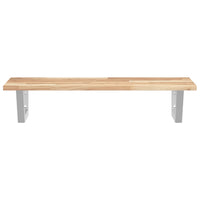 Ripiano a Parete per Lavabo in Acciaio e Massello di Acacia 3302666