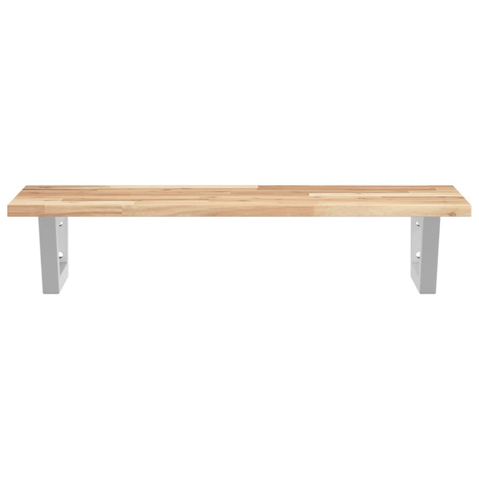 Ripiano a Parete per Lavabo in Acciaio e Massello di Acacia 3302666