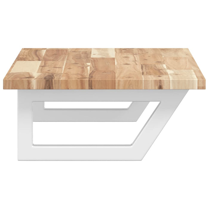 Ripiano a Parete per Lavabo in Acciaio e Massello di Acacia 3302666