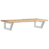 Ripiano a Parete per Lavabo-Mensole a Muro in Acciaio e Massello di Acacia 278761