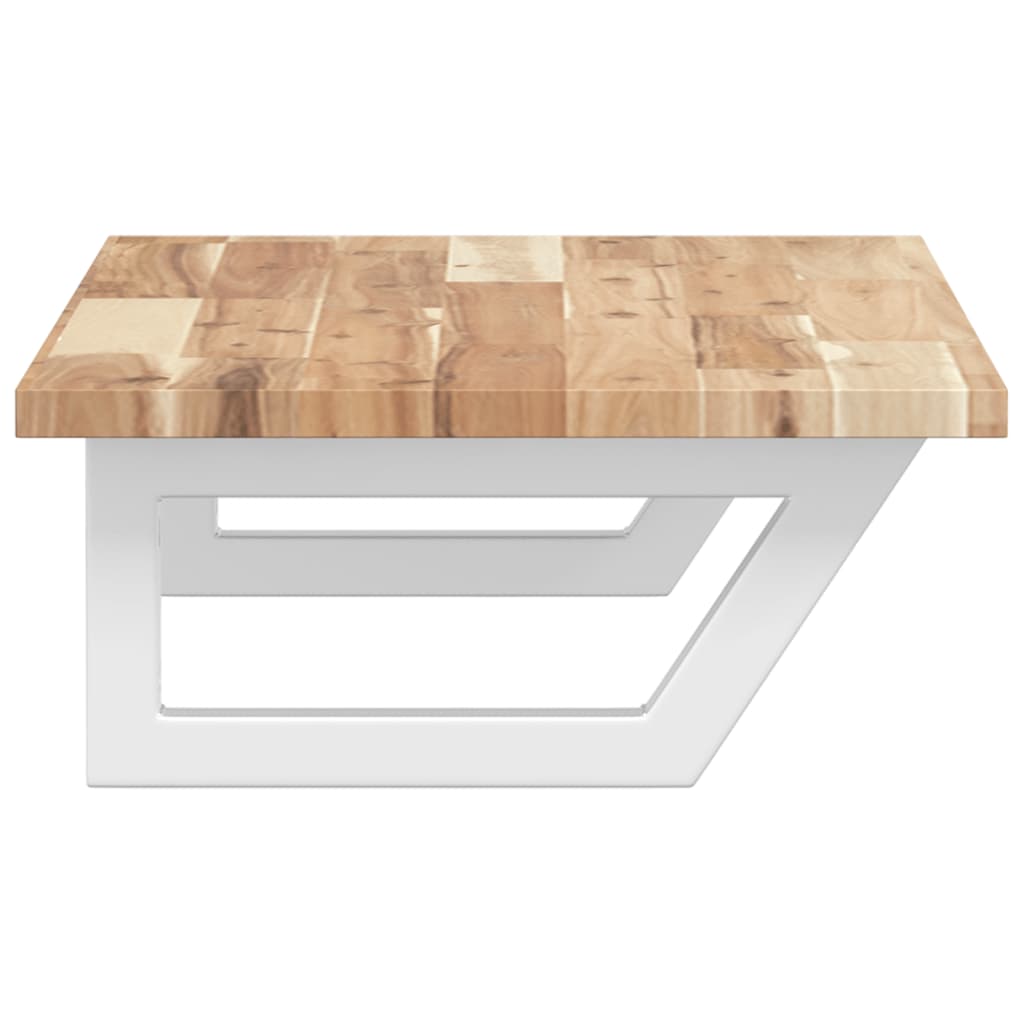 Ripiano a Parete per Lavabo in Acciaio e Massello di Acacia 3302674