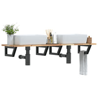 Ripiano a Parete per Lavabo-Mensole a Muro in Acciaio e Massello di Acacia 958728