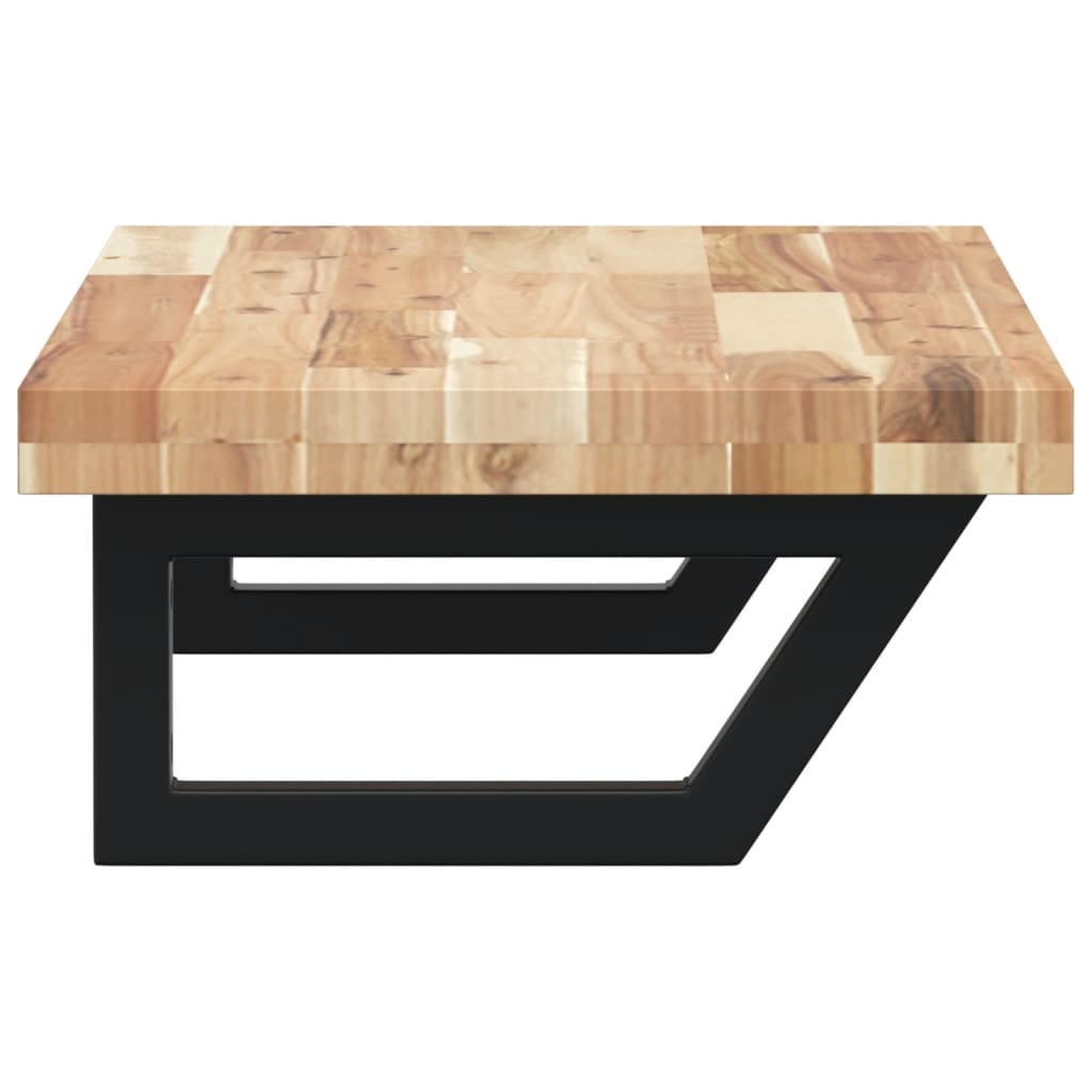 Ripiano a Parete per Lavabo-Supporti per mensole in Acciaio e Massello di Acacia 589444