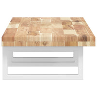 Ripiano a Parete per Lavabo-Mensole a Muro in Acciaio e Massello di Acacia 815796