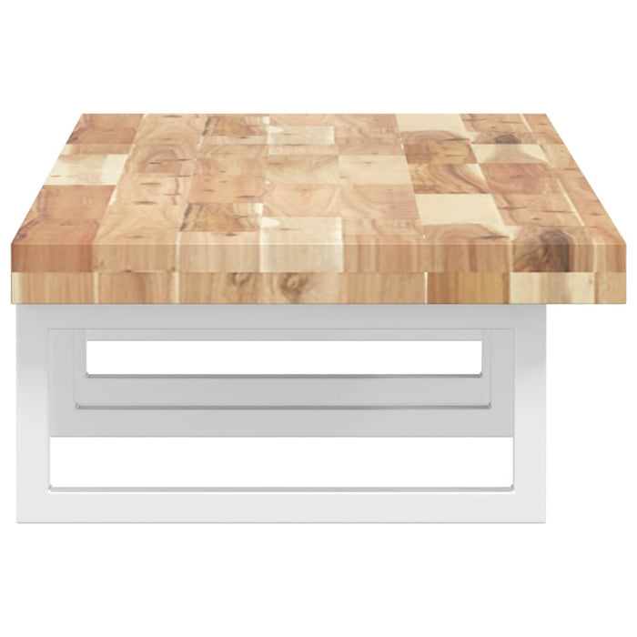 Ripiano a Parete per Lavabo-Mensole a Muro in Acciaio e Massello di Acacia 815796