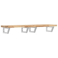 Ripiano a Parete per Lavabo-Mensole a Muro in Acciaio e Massello di Acacia 517626